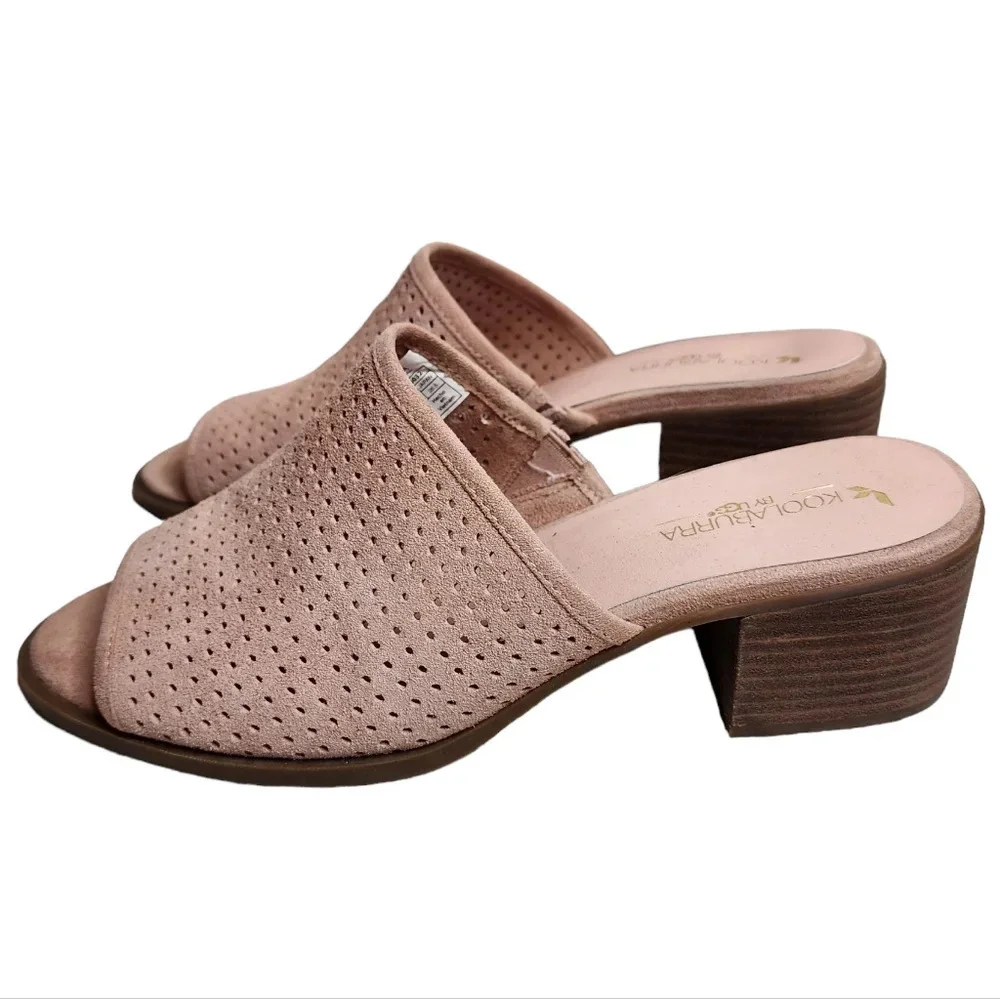 Koolaburra‎ by UGG Suede Leather Raychel Slide On Open Toe Heels Blush Pink 10